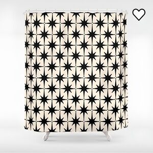 Midcentury Modern Shower Curtain Atomic Age Starburst Pattern NWT